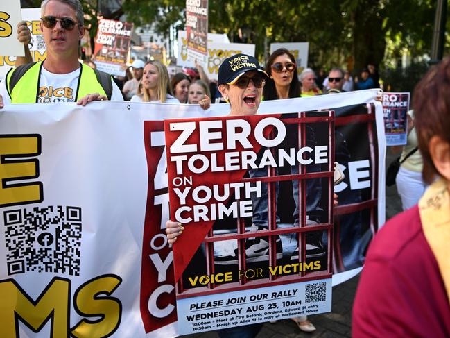 Protesters march on Parliament House calling for tougher action on youth crime. Picture: Dan Peled / NCA NewsWire