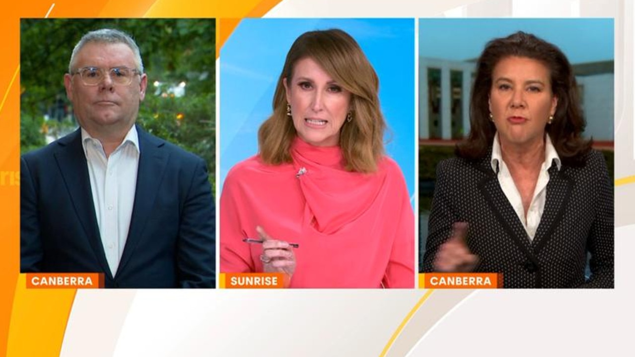 Employment and Workplace Relations Minister Murray Watt was dubbed 'King Grub' by Shadow Finance Minister, Senator Jane Hume. Picture: Sunrise/Channel 7