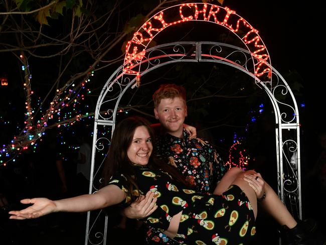 Long-distance couple Natarsha Lamberth and Noah Fulcher enjoying the 2023 Christmas Wonderland display. Picture: Nev Madsen