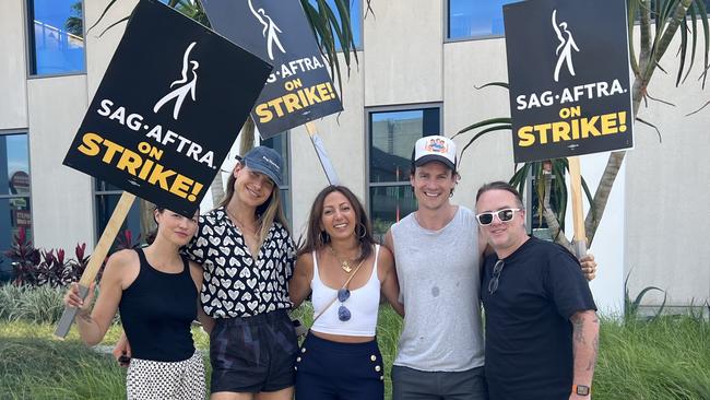 Kara Cook, Christian Wilkins, Andi Lew, Luke Cook and Jonathon Moran on the SAG Picket Line in LA