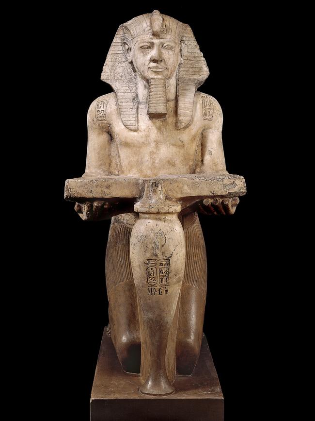 This 19th dynasty statue of Ramses II as a high-priest stands 171cm tall. Picture: The Trustees of the British Museum