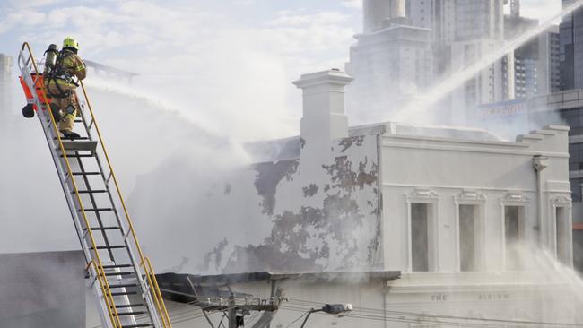 The blaze engulfed all three floors. Picture: Hamish Blair