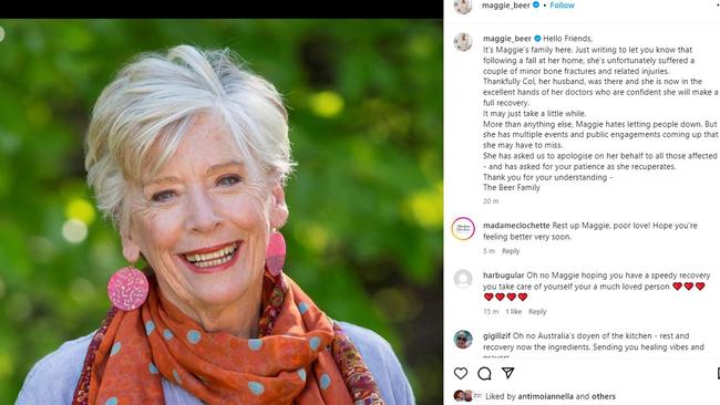 Maggie Beer has had a fall and is in hospital. Picture: Instagram