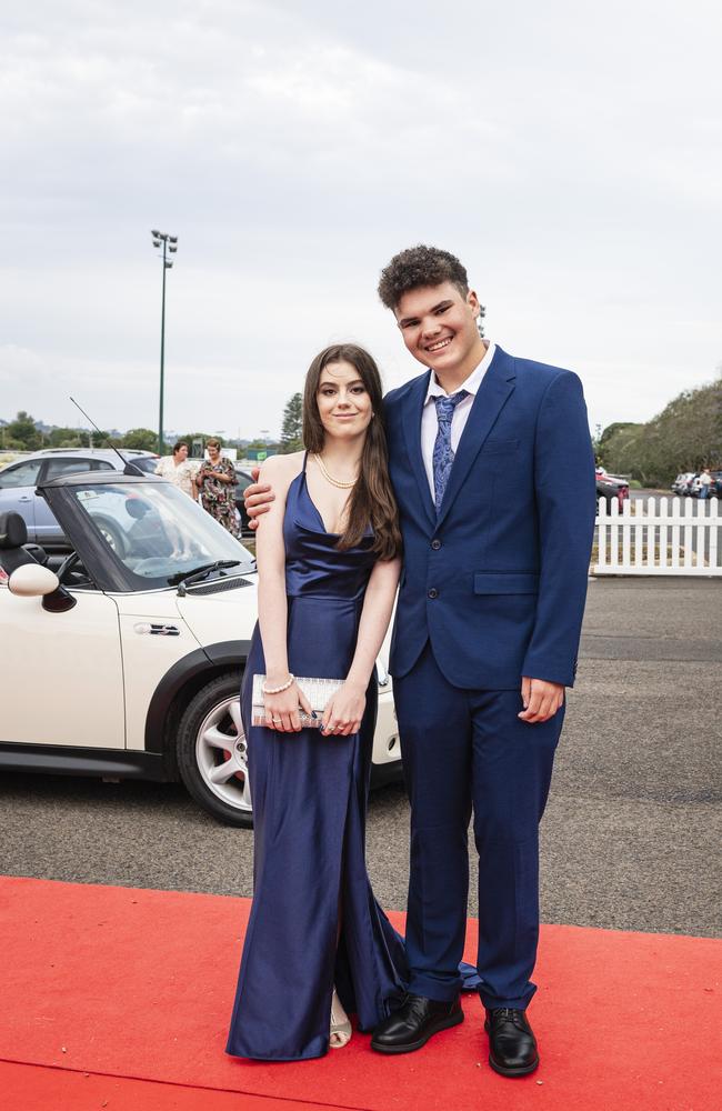 Graduate Blake Hockings is partnered by Chloe Roberts at The Industry School formal at Clifford Park Racecourse, Tuesday, November 12, 2024. Picture: Kevin Farmer