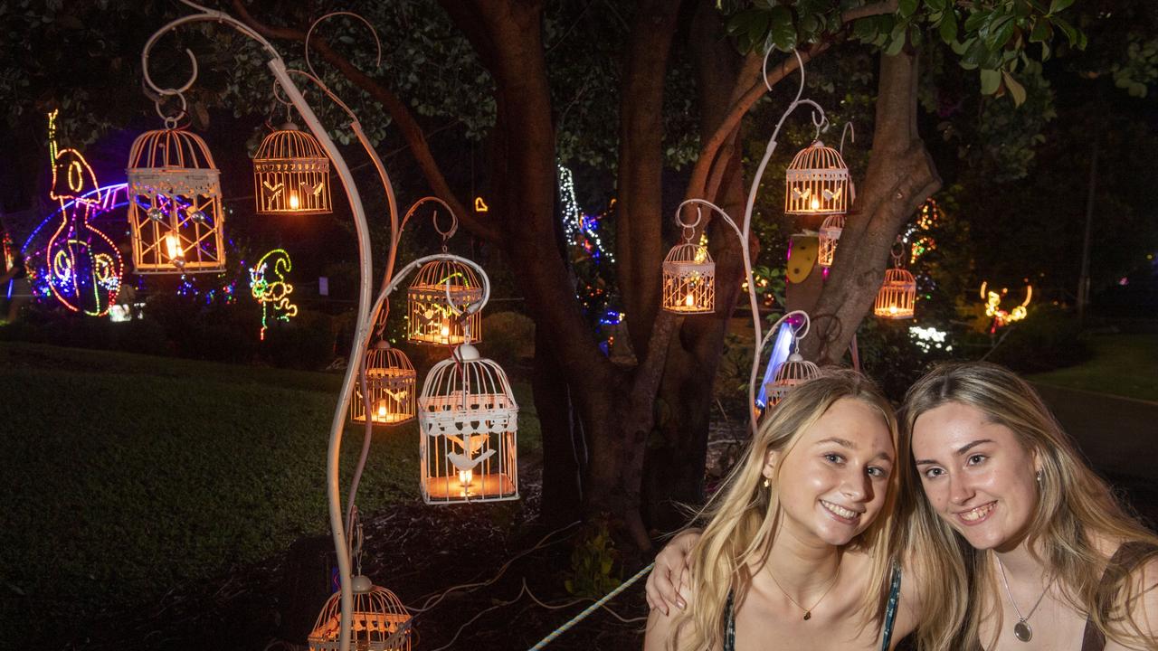 Chelsea Golding (left) and Sami Shine. Opening of Toowoomba's Christmas Wonderland in Queens Park. Saturday, December 4, 2021. Picture: Nev Madsen.