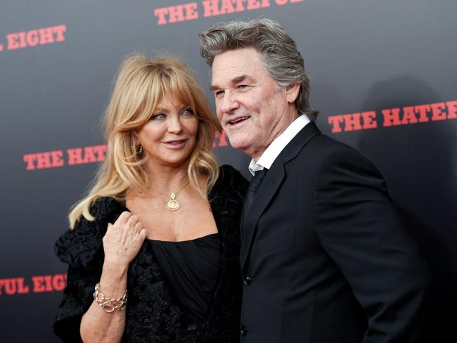 Hawn with her long-time partner, actor Kurt Russell. Picture: AP