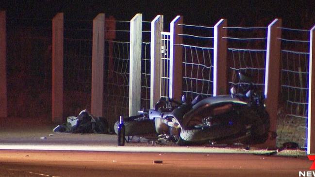 A motorcyclist is in a critical condition in hospital after crashing at Aldinga Beach. Picture: 7NEWS