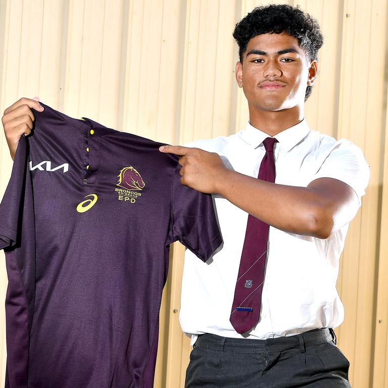 Karl Oloapu after joining the Broncos in 2022. Picture: John Gass