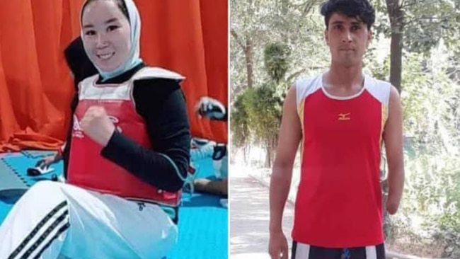 Afghani para-athletes Zakia Khudadadi and Hossain Rasouli were set to leave Afghanistan on Tuesday but were unable to due to the Taliban take over. Picture: Twitter/gabriel leonan