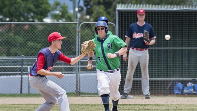 Brent Locke on second base for Rangers against Narangba during the Commonwealth Oval game last month. Picture: Nev Madsen