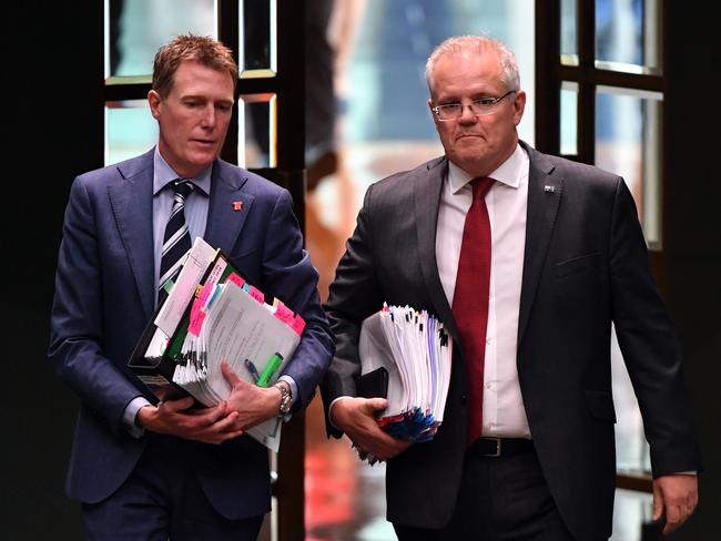 Prime Minister Scott Morrison, right, is being criticised over the government’s conduct in regards to press freedom. Picture: AAP Image/Mick Tsikas