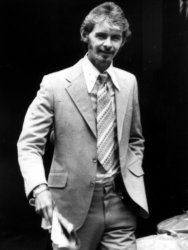 Edward Trigg arrives at the 1978 inquest.