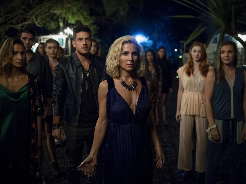 Elsa Pataky (centre) in a still from Netflix series Tidelands. Picture: Jasin Boland/Netflix