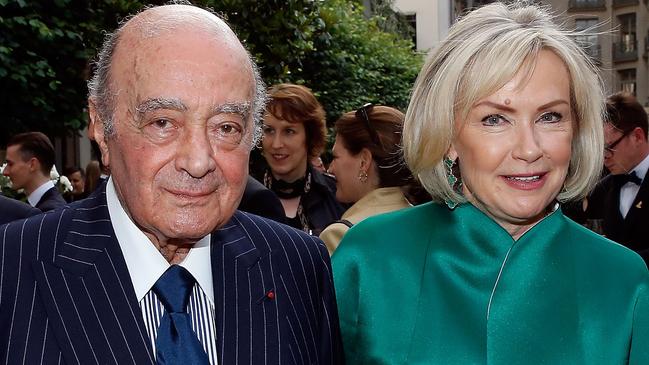 Al Fayed and his wife Heini Wathen-Fayed, who was said to be on the premises when some of the incidents occurred. Picture: Getty Images.