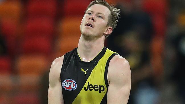 Dejected Tiger Jack Riewoldt after the final siren. Picture: Phil Hillyard