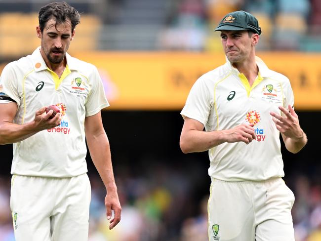 Pat Cummins dropped short of naming Mitchell Starc in the XI for the first Ashes Test. Picture: Bradley Kanaris/Getty Images