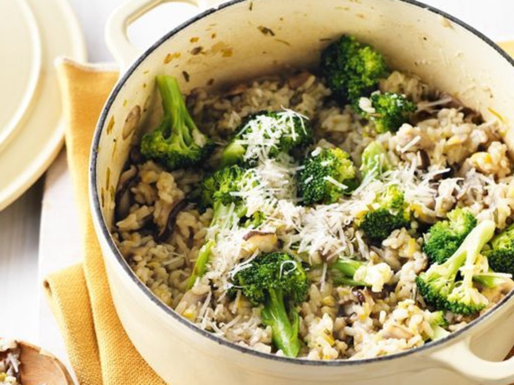 Oven-baked mushroom risotto.