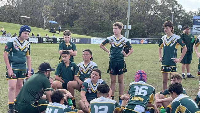 Alex Hills players listen to coach Kevin Neighbour.