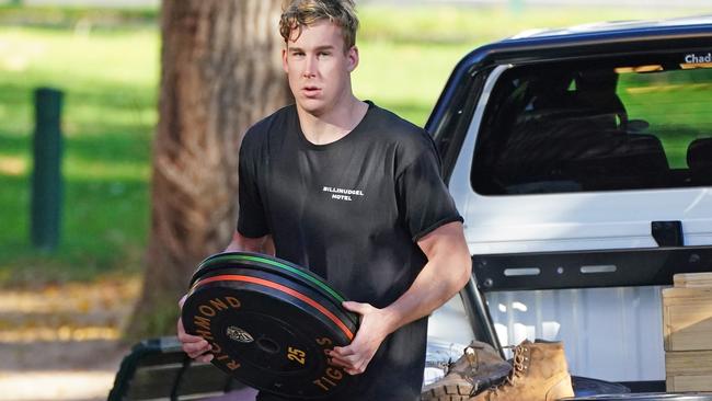 Tom Lynch won’t be training with Jack Riewoldt this week. Picture: AAP Image/Scott Barbour