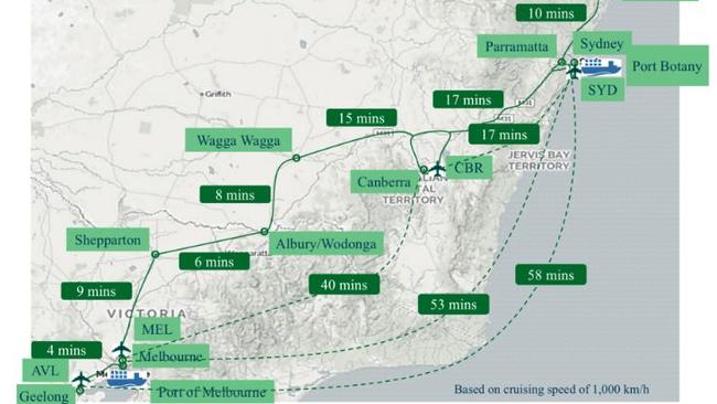 Hyperloop One’s proposed network. Picture: Hyperloop One