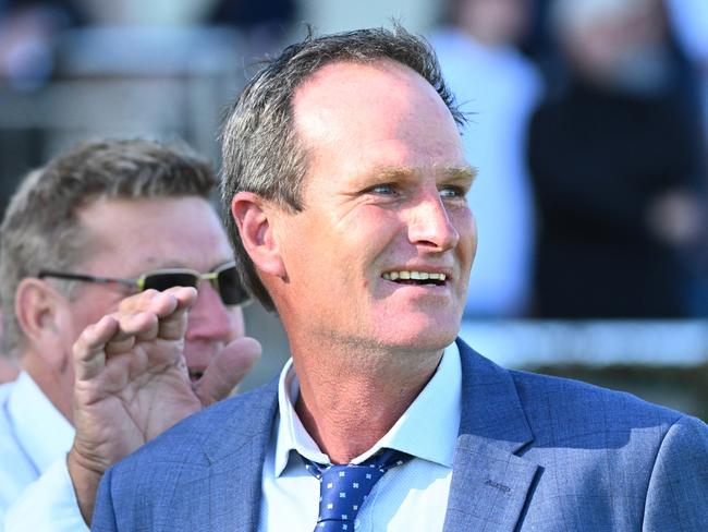 MELBOURNE, AUSTRALIA - SEPTEMBER 23: Trainer Paul Preusker is seen after Steparty won in Race 7, the Neds Caulfield Guineas Prelude ,during Melbourne Racing at Caulfield Racecourse on September 23, 2023 in Melbourne, Australia. (Photo by Vince Caligiuri/Getty Images)