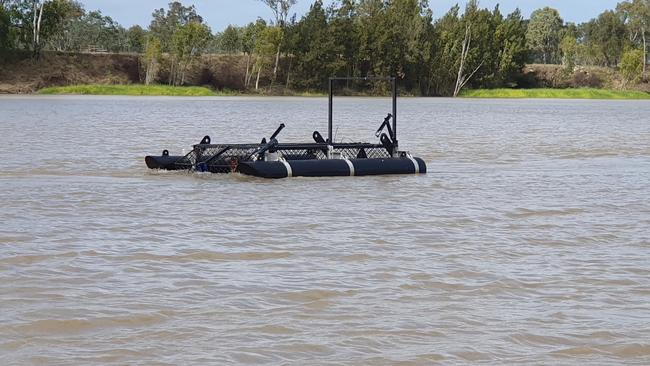 A crocodile trap, like the one above, has been set up next to the Victoria Highway near Timber Creek after reports of salties in floodwaters. Picture: Supplied