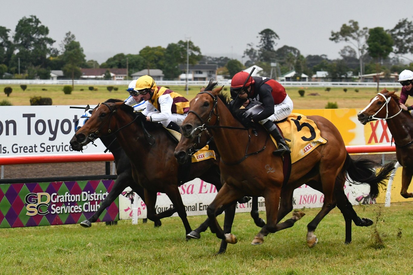 After some early trouble in the barriers before the race started, Michael Costa trained Reus stormed home late to take out the $80,000 Tursa Grafton Guineas (1600m).