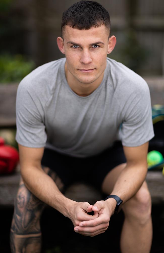 Australian Boxing champion Harry Garside training at his home in Melbourne. Picture: Jason Edwards