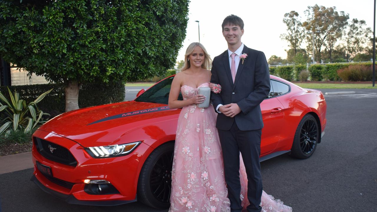 Maylene Gallagher and Tom Gillespie stunned out on the red carpet at Our Lady of Southern Cross College's formal for 2023. Picture: Emily Devon