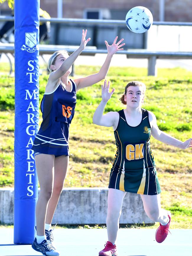 QGSSSA netball with Clayfield College, St Margaret's Anglican Girls' School and Brisbane Girls Grammar School. Saturday July 16, 2022. Picture, John Gass