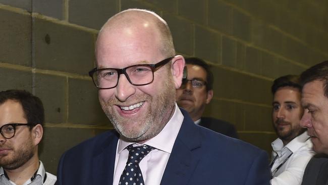 U.K. Independence Party leader Paul Nuttall smiles as he walks through the Peter Paine Performance Centre in Boston, England after losing the Boston and Skegness seat in the general election Friday June 9, 2017. UKIP's vote has collapsed in the election, with former supporters going to both Labour and the Conservatives. The party looks unlikely to win any seats in the House of Commons. Picture: Joe Giddens/PA via AP.