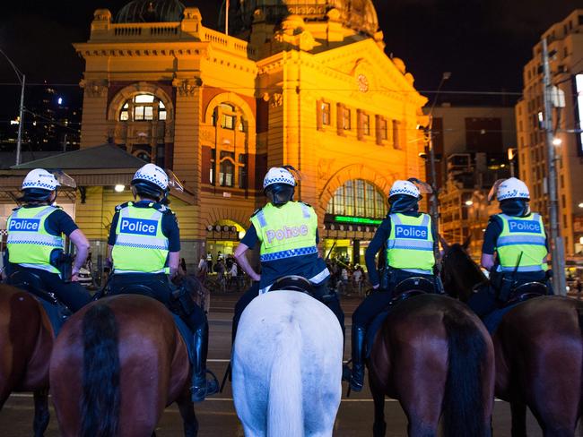 Mounted police on duty in Melbourne.