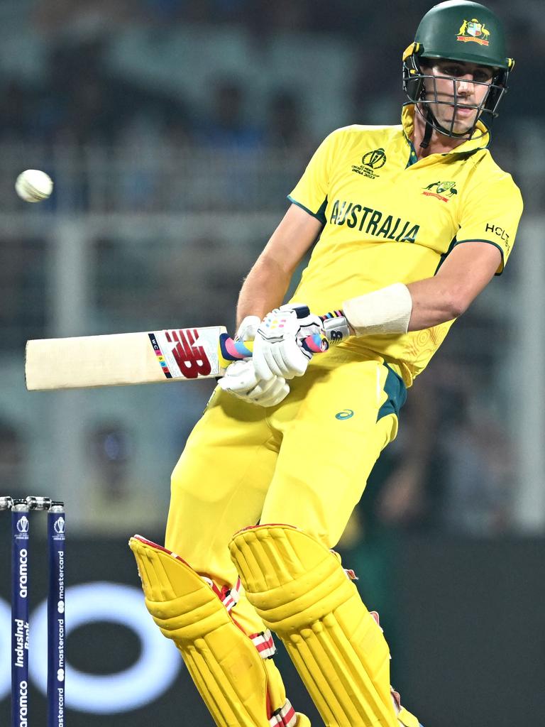 Australia's captain Pat Cummins in action. Picture: Dibyangshu Sarkar/AFP