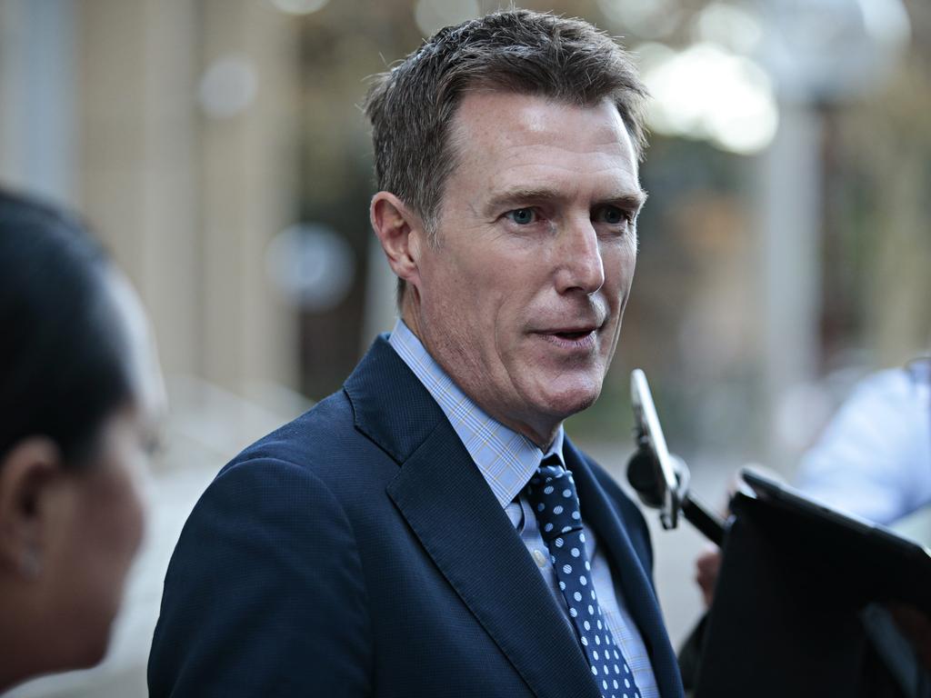 Christian Porter speaking to the media at the Queens Square Supreme Court in Sydney. Picture: NCA NewsWire / Adam Yip