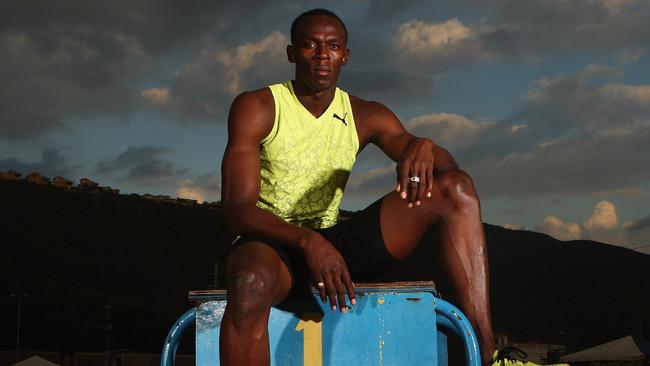 Usain Bolt at his local training track in Kingston, Jamaica. Picture: Getty Images