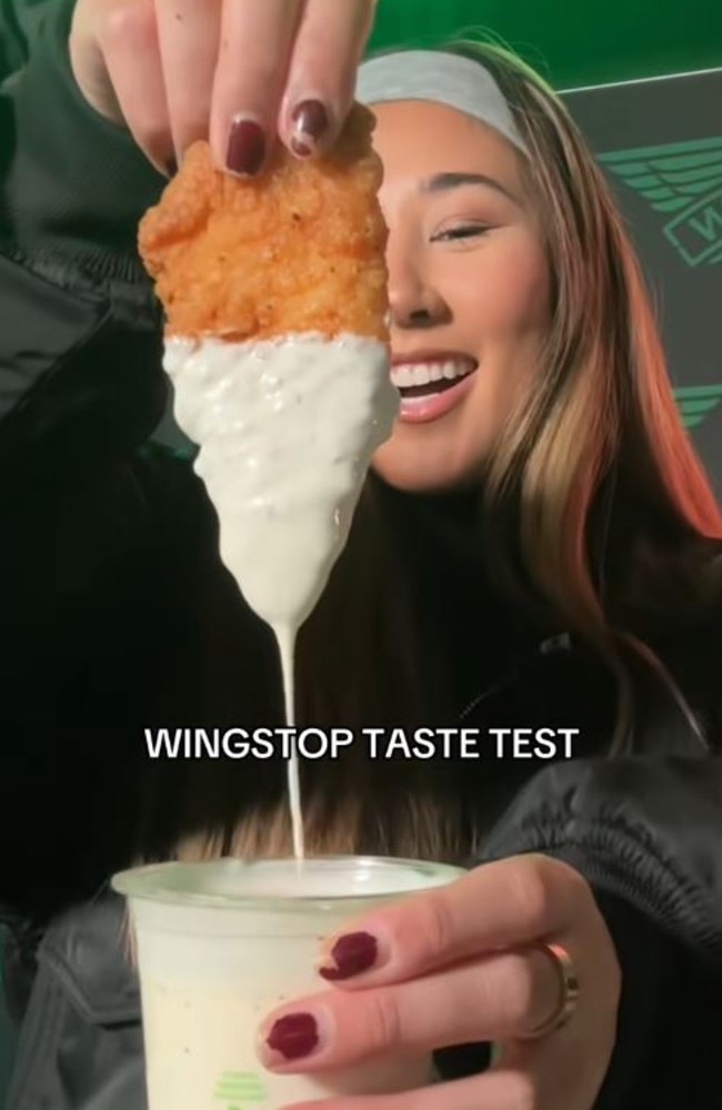 Aussies have finally got their hands on Wingstop chicken in Australia. Picture: TikTok/TinaProvis