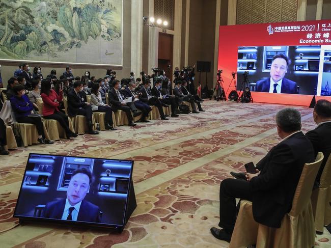 Tesla CEO Elon Musk addressed the China Development Forum in Beijing remotely on Saturday. PHOTO: WU HONG/SHUTTERSTOCK