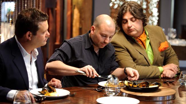 Before the scandal broke George Calombaris was “flying” on MasterChef with fellow judges Gary Mehigan and Matt Preston and running a restaurant empire. Picture: Supplied