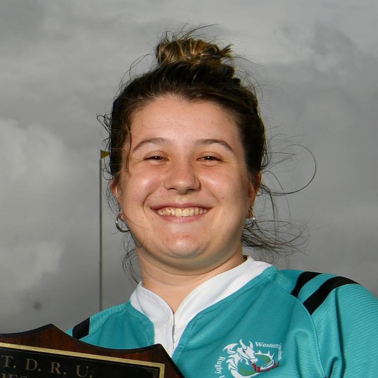 TDRU Season Launch at Mike Carney Toyota Park. Brothers Julia Douglas and Chloe Kelly, Western Suburbs Maisie Stephen and Crystal-Lee Walsh. Picture: Evan Morgan