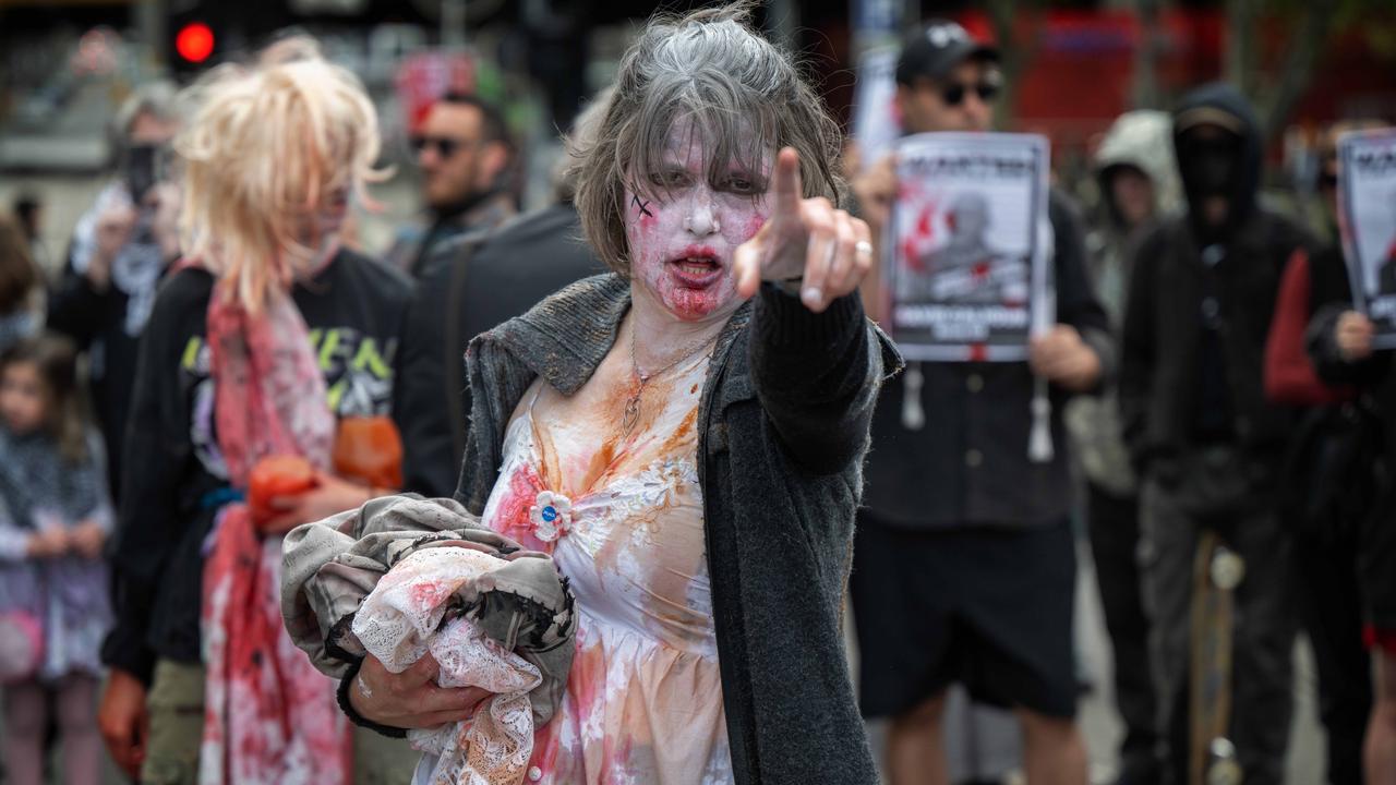 Zombie rave protest Clarendon Street Southbank. Picture: Tony Gough