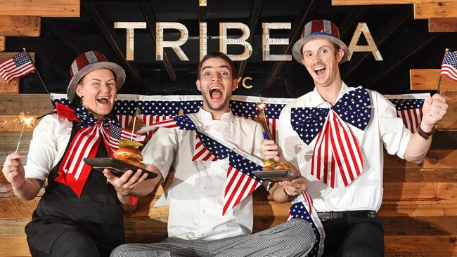 Manager Bronwyn Copping, Head chef Lachlan Fanning and barista Thomas Loader. Picture: John Gass