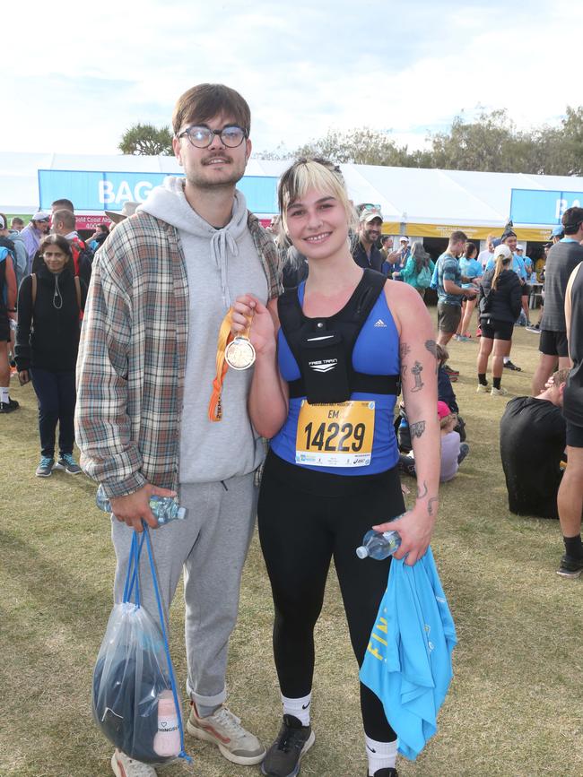 Gold Coast Marathon 2023 Tom Foster-Ash and Emily Hill. 1 July 2023 Southport Picture by Richard Gosling