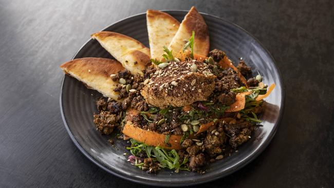 The Moroccan lamb salad with flatbread and cashew dip. Picture: Mark Cranitch.