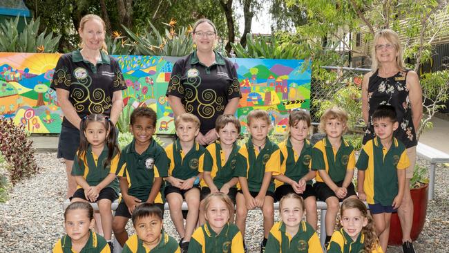 Swayneville State School Prep Back row: Kirani, Clayton, Chad, Oliver, Logan, Dakota, Sonny, Wyatt Front row: Kate, Rowan, Kara, Mia, Adaline Teacher Aide: Mrs Townsend, Teacher: Miss Hanna, Teacher Aide: Mrs Richards Picture: Michaela Harlow.