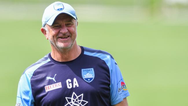 Sydney FC coach Graham Arnold at training on Tuesday.