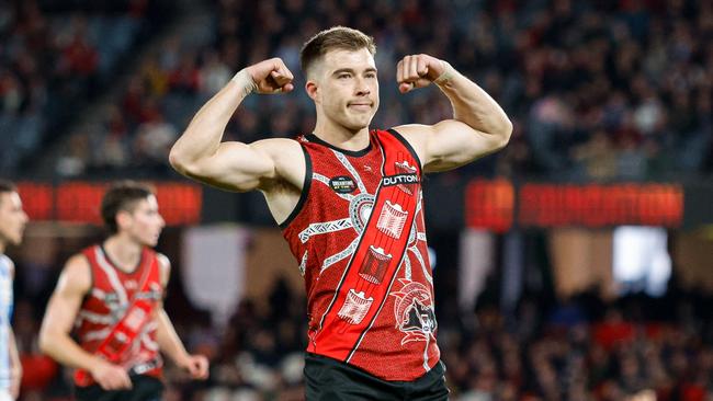 The Saints are reportedly set to throw a “godfather offer” Merrett’s way. (Photo by Dylan Burns/AFL Photos via Getty Images)