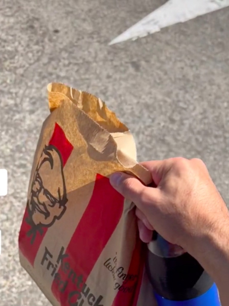 He brought the homeless man lunch from KFC. Picture: TikTok