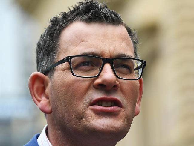 Victorian Premier Daniel Andrews addresses the media during a press conference outside Treasury Place, Melbourne, Sunday, November 25, 2018. The Andrews Labor Party has successfully been re-elected following the 2018 Victorian State Election. (AAP Image/James Ross) NO ARCHIVING