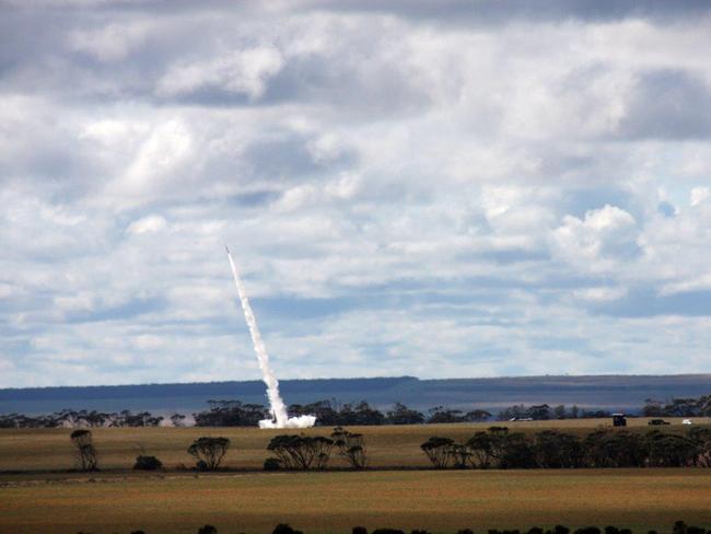 Southern Launch successfully launched a rocket with a DEWC Systems payload in outback SA in 2020. Picture: Sean-Jorgensen Day/ DEWC Systems