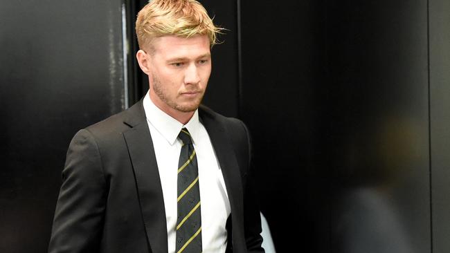 Nathan Broad before addressing the media. Picture: Kylie Else